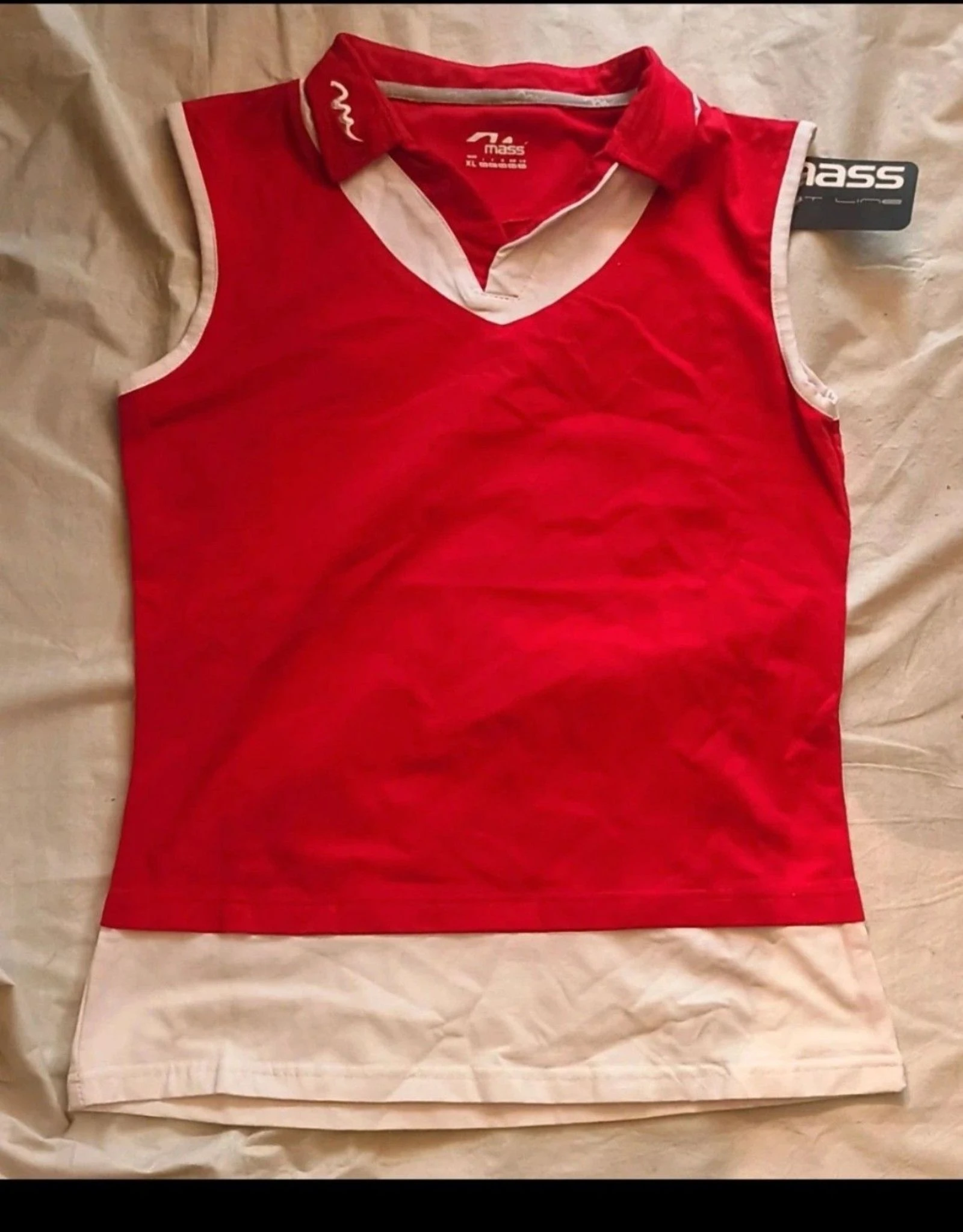 Polo Deportivo Sin Mangas MASS Sport Line (Rojo/Blanco) | Nuevo con Etiquetas
